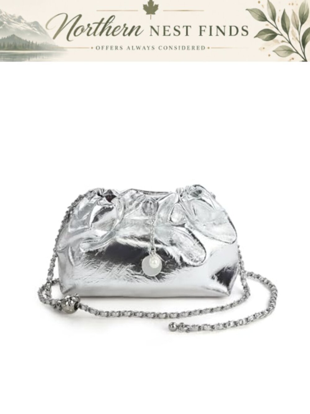 Women's Crossbody Bag PU Leather Clutch Purse Adjustable Chain Strap